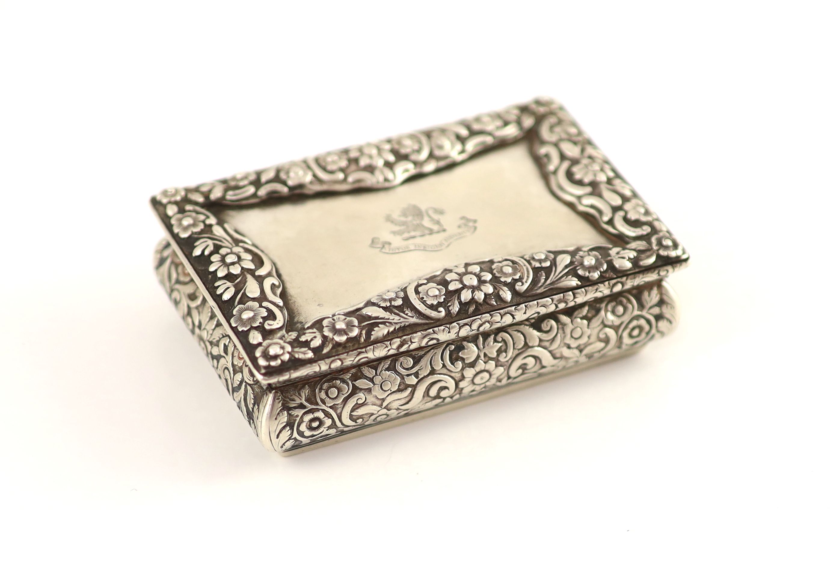 An early Victorian silver table snuff box, by Nathaniel Mills